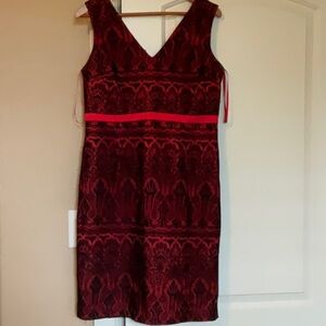 Merona Women's A-line Red & Black Sleeveless Lace Dress, size 12